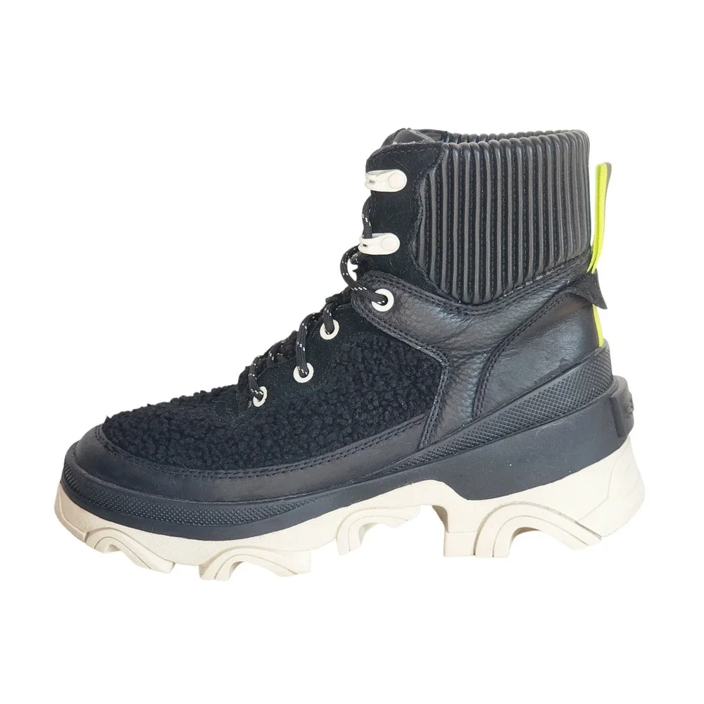 Sorel Brex Waterproof Winter Snow Boots Black Faux Shearling NL4812-010 Womens 8